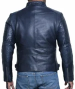 Navy Blue Leather Jacket 2