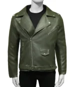 Olive Green Biker Jacket 2