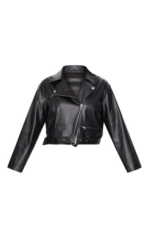 Plus Size Leather Biker Jacket