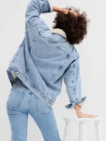 Sherpa women’s denim jacket back view