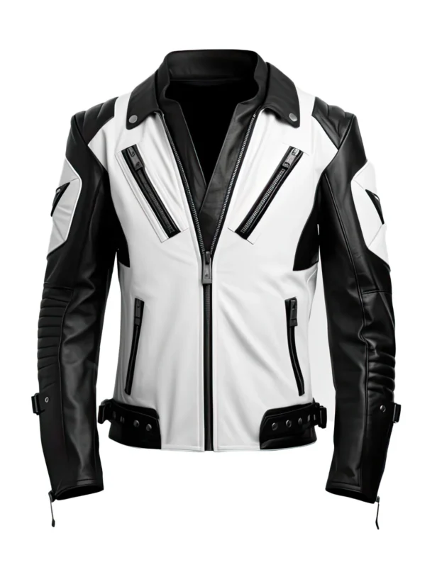 White And Black Biker Jacket