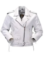 White Leather Biker Jacket