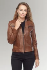 Womens Brown Biker Jacket