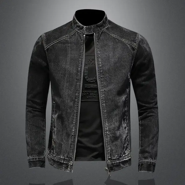 black denim biker jacket
