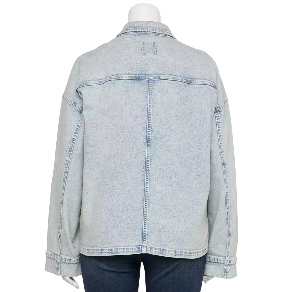 Plus size denim jacket for women back view