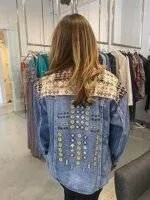 Womens Denim Jacket With Embroidery back view