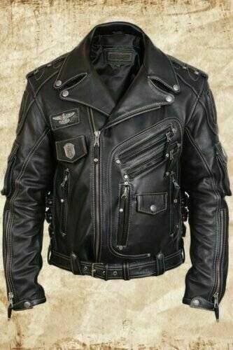 Black Cowhide Leather Jacket