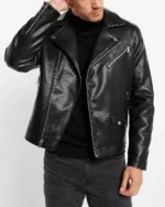 Men’s Black Biker Jacket Made from High-Quality Faux Leather for a Trendy Look