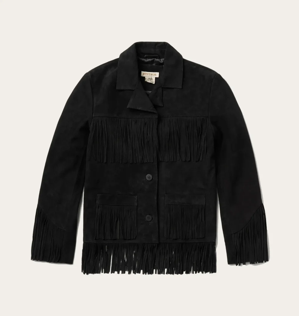 Black Fringe Jacket Suede