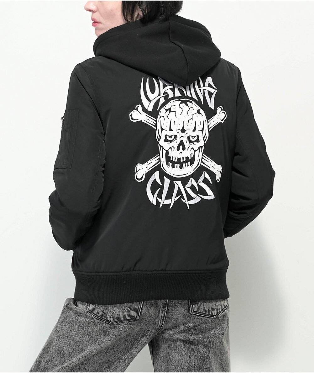 Black Hooded Bomber Jacket