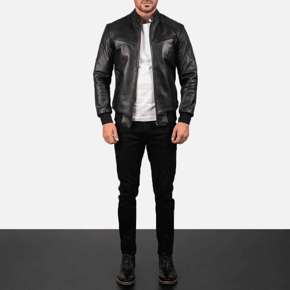 Black Leather Bomber