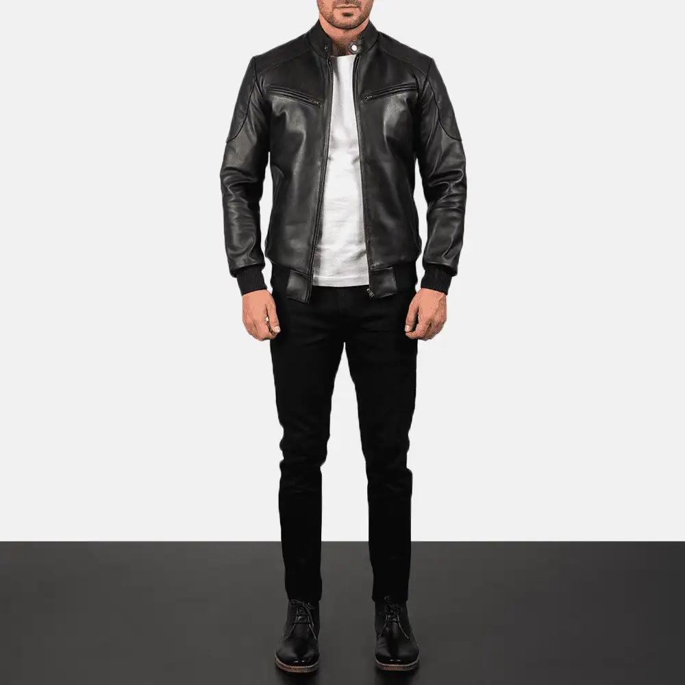 Black Leather Bomber