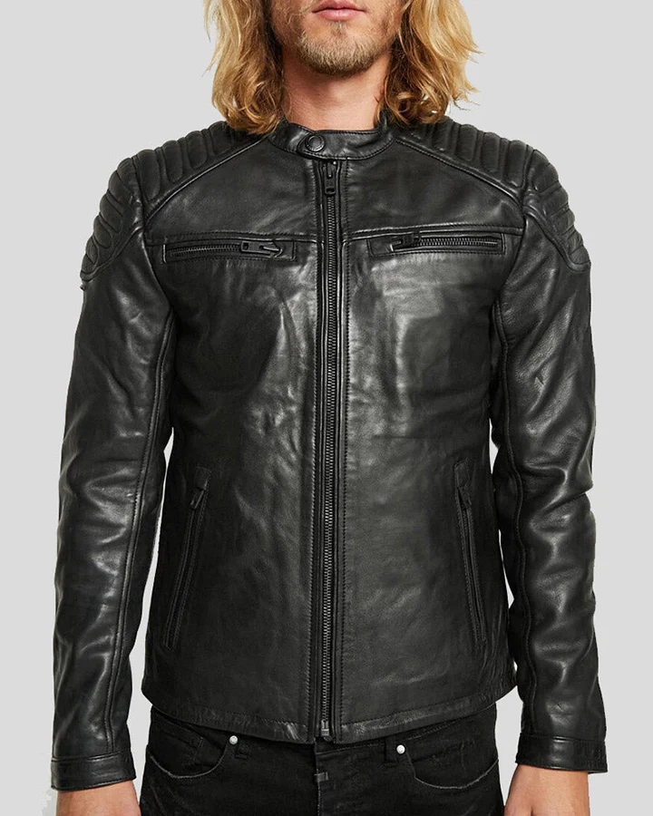 Black Leather Motorcycle Jacket Men