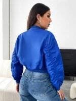 Blue Cropped Bomber Jacket 2