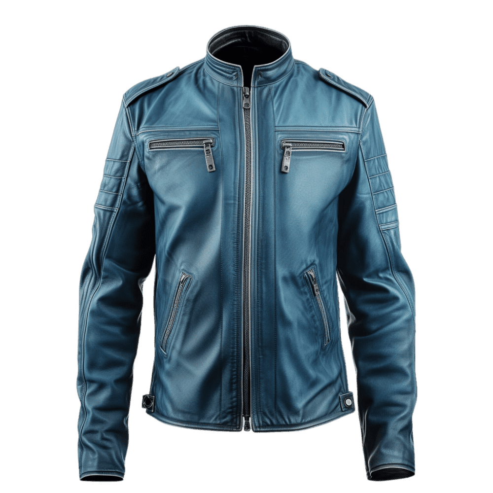 Blue Motorcycle Leather Jacket