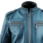 Blue Motorcycle Leather Jacket 2