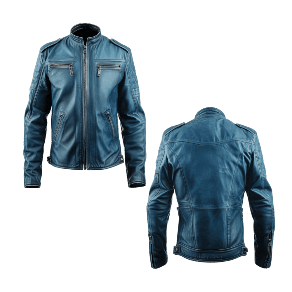 Blue Motorcycle Leather Jacket 5