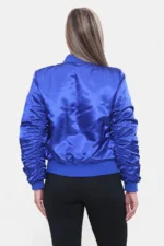 Blue Satin Bomber Jacket 2