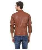 Brown Faux Leather Biker Jacket 4