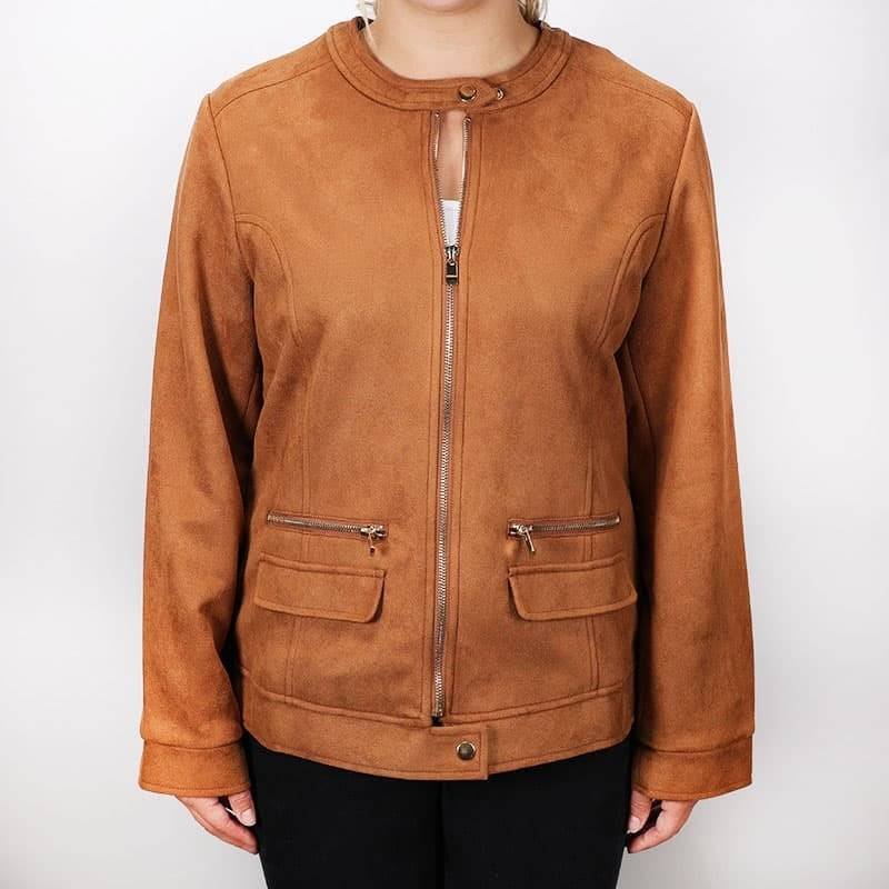 Brown Faux Suede Jacket Womens