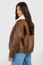 Brown Leather Aviator Jacket 2