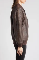 Brown Leather Aviator Jacket Womens