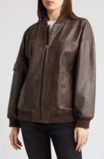 Brown Leather Aviator Jacket Womens