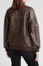 Brown Leather Aviator Jacket Womens