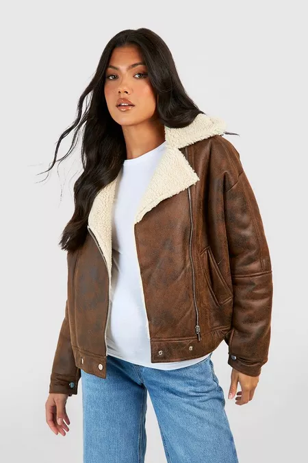 Brown Leather Aviator Jacket