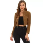 Brown Suede Cropped Jacket