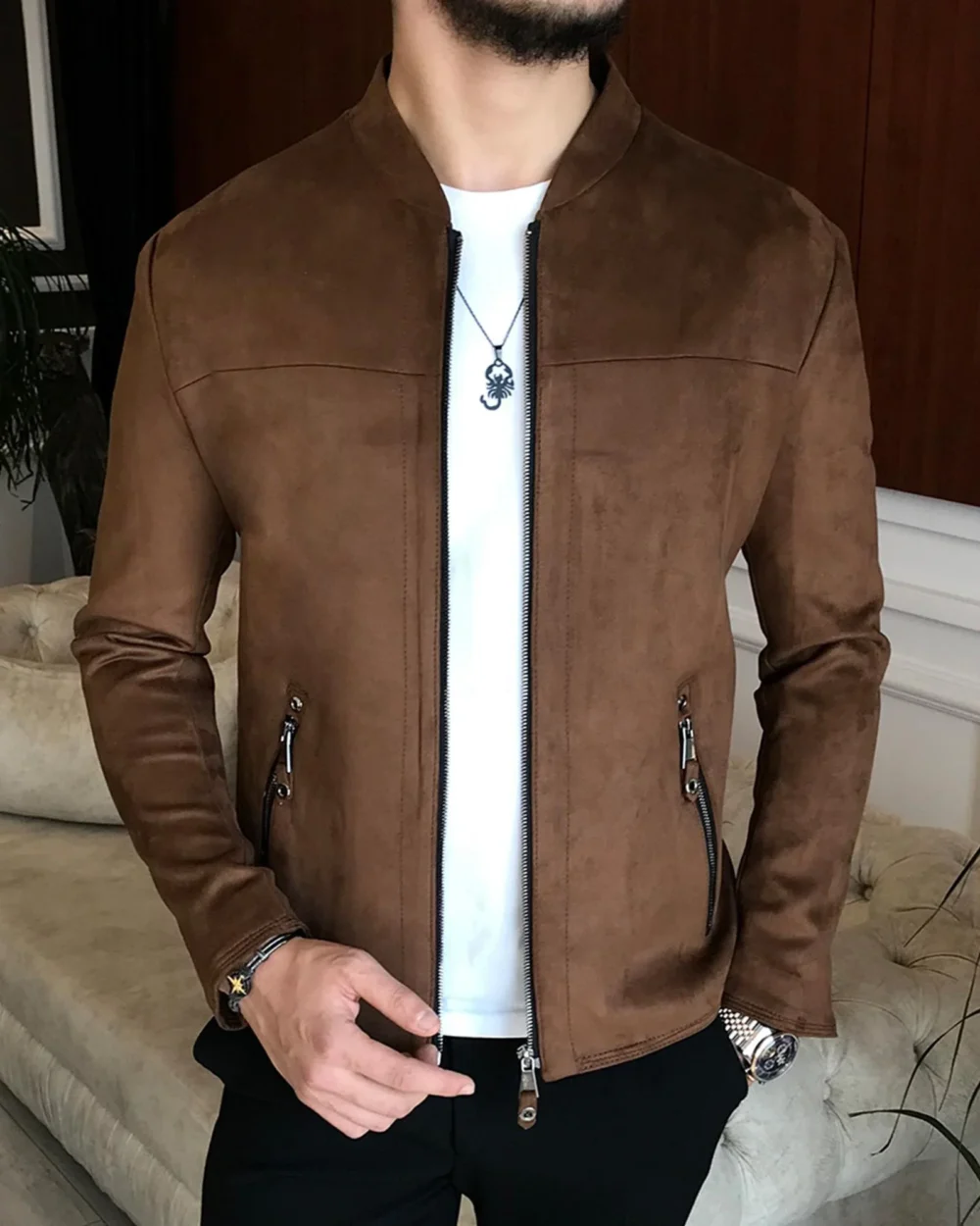 Brown Suede Jacket For Men