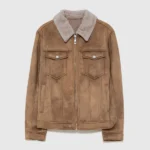 Brown Suede Jacket With Fur 1