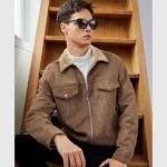 Brown Suede Jacket With Fur