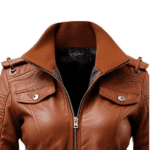 Brown Women's Leather Bomber Jacket 1