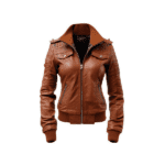 Brown Women's Leather Bomber Jacket