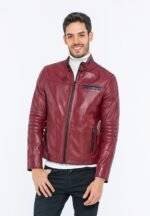 Burgundy Leather Motorcycle Jacket Mens 3