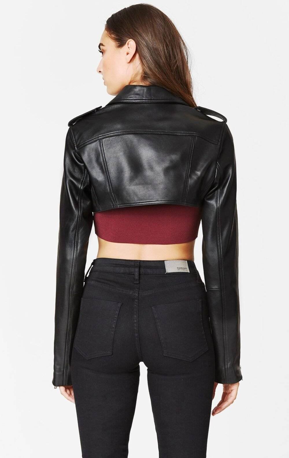 Cropped Leather Motorcycle Jacket 3