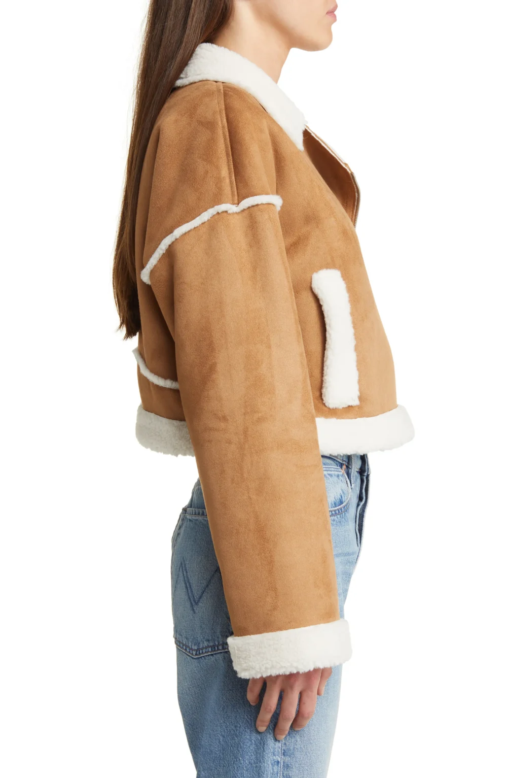 Cropped Shearling Aviator Jacket