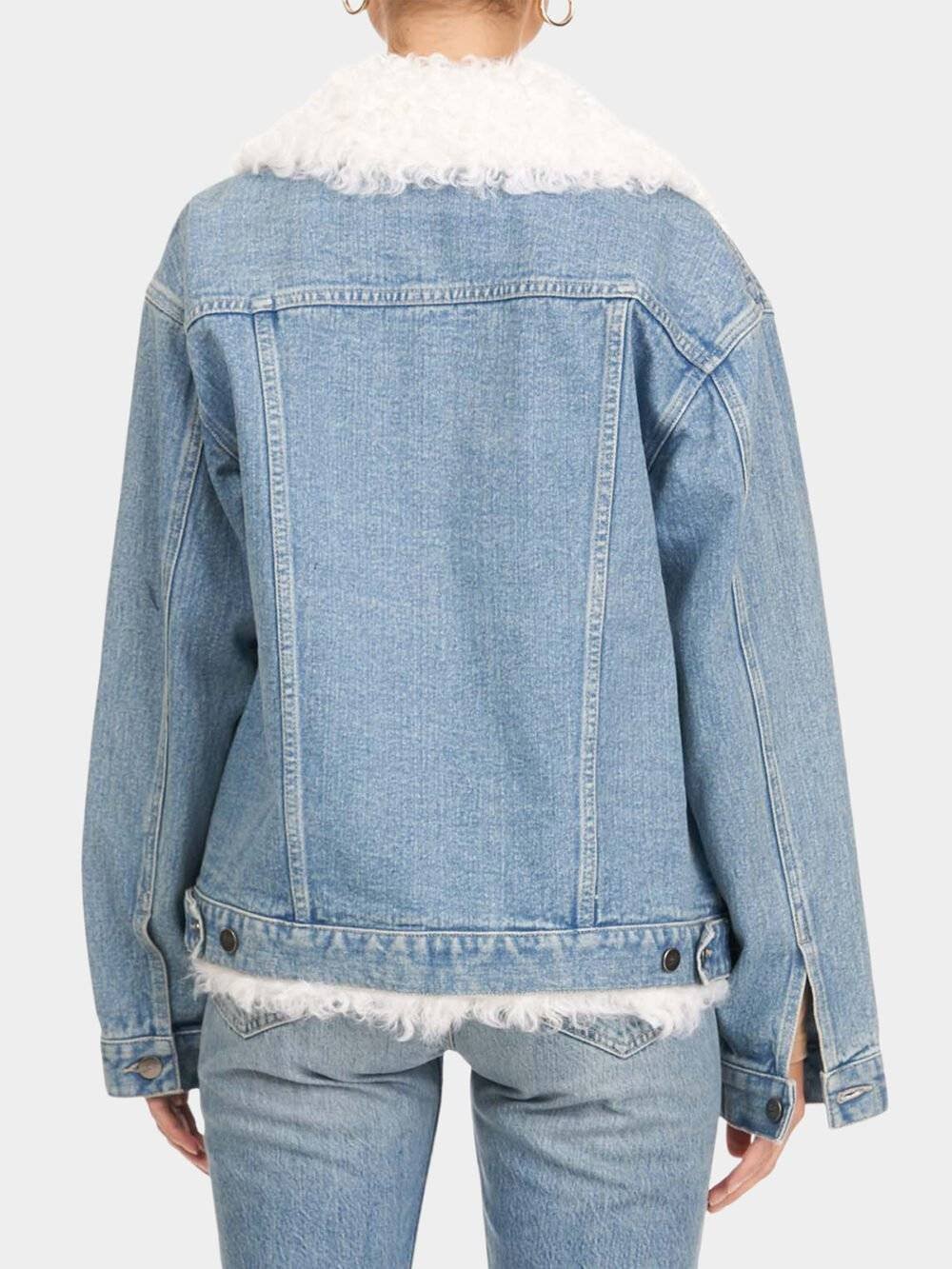 Denim Jacket Sheepskin Collar Womens 2