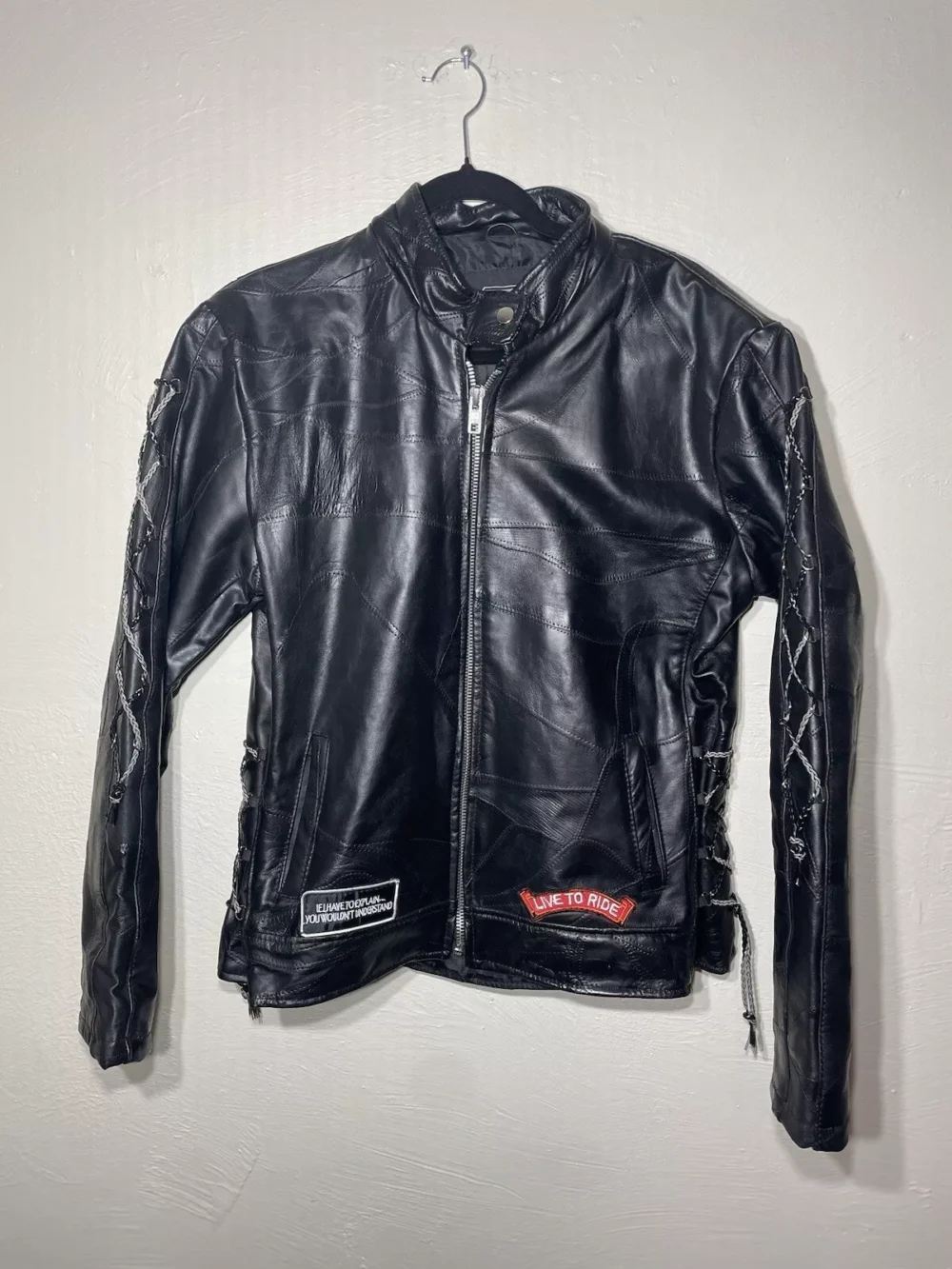 Diamond Plate Buffalo Leather Motorcycle Jacket 2