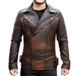 Distressed Motorcycle Leather Jacket