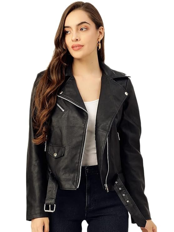 Faux Leather Biker Jackets For Women