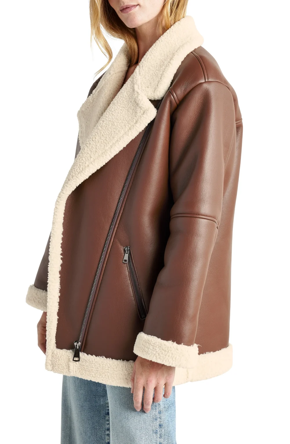 Faux Shearling Aviator Jacket