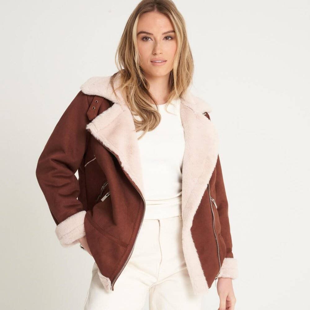 Faux Sheepskin Jacket Womens