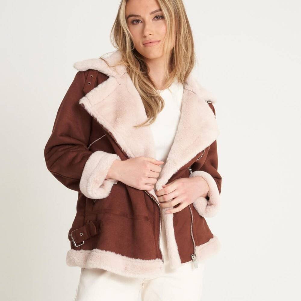 Faux Sheepskin Jacket Womens 1