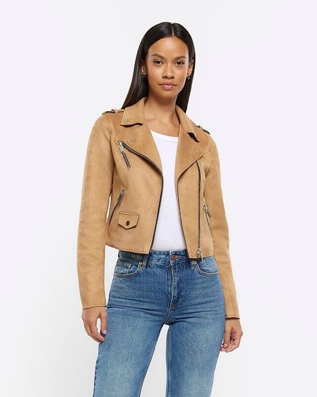 Faux Suede Moto Jacket Women's