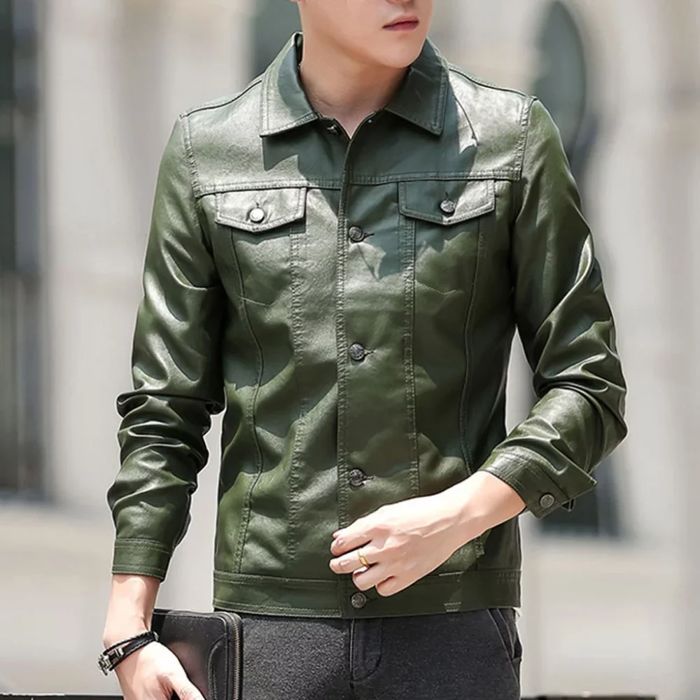 Green Motorcycle Leather Jacket 4