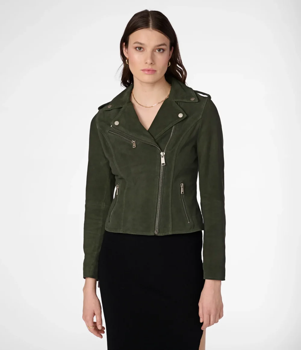 Green Suede Jacket Womens 1