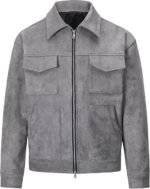 Grey Suede Leather Jacket