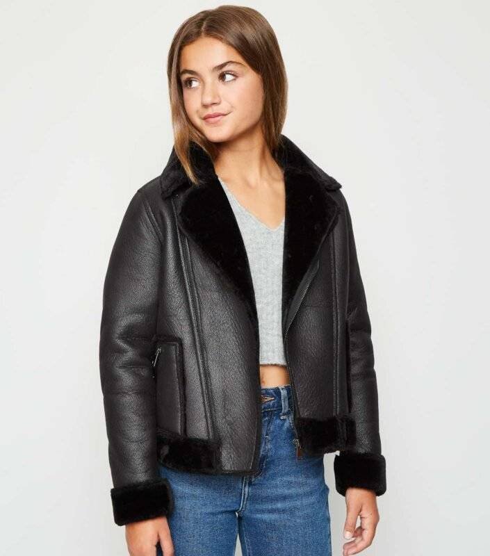 Ladies Black Aviator Jacket